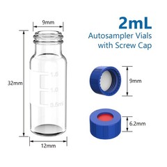 New 2ml Autosampler Vials HPLC Vial 9-425 Amber Vial with Blue Screw Caps US