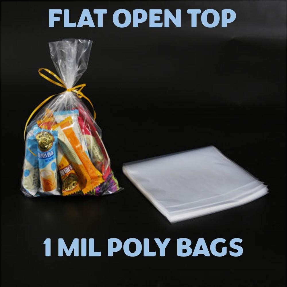 15×18″ Clear Poly Bags Lay-Flat Open Top End 1-Mil Case LDPE Plastic Packaging