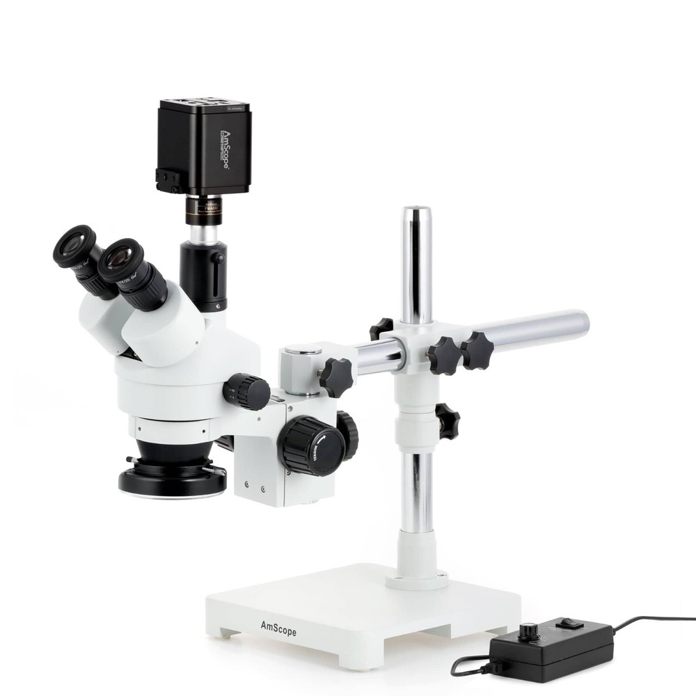 AmScope 7X-135X Trinocular Stereo Boom LED Microscope+8MP HDMI/WiFi/LAN Camera
