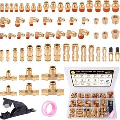 64 Pcs Brass DOT Air Line Fittings Kit Push Lock NPT Thread Quick Connect New