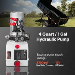 1.6kW DC 12V Hydraulic Pump 4Qt Reservoir 3200 PSI Max