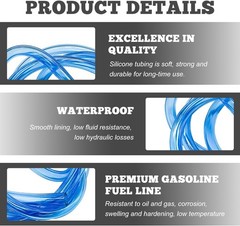 Flexible 0.2 Inch Silicone Gas Line Hose, 3.28 Feet Universal Blue Color: Blue