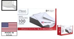 Meadwestvaco 100 Count White Gummed Security Envelopes, 6 3/4″ for Business Use