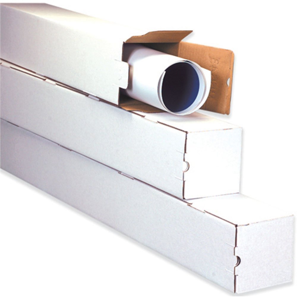 3x3x18 White Box Corrugated Square Mailing Tube Shipping Storage 50 Tubes