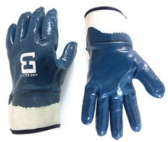 BG Nitrile Coated Rubber PVC Gloves Chemical Resistant,One size,Blue-BG105NITRIL