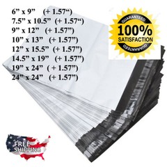 Poly Mailers 6×9 7.5×10.5 9×12 10×13 12×15.5 14.5×19 19×24 24×24 White Shipping