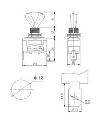 HEAVY DUTY SPDT ON-ON TOGGLE SWITCH 20A 125V, 15A 250V SPADE TERMINALS (12A)