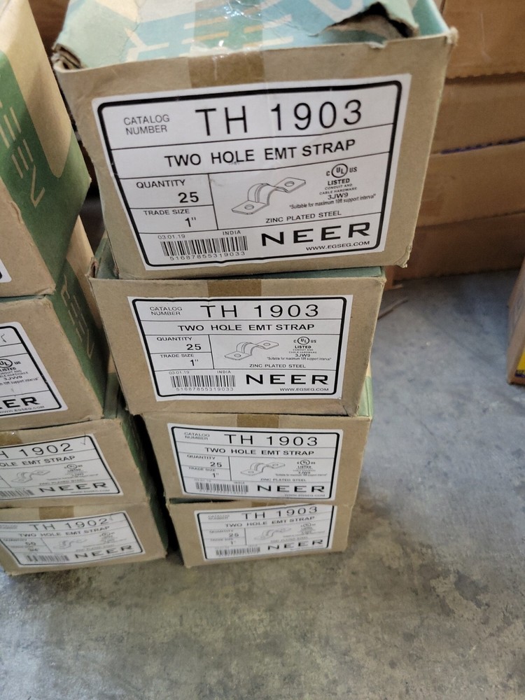 1 – BOX Neer TH1903 EMT STRAP 2 HOLE 1” NEW OLD STOCK ** Box of 25 **