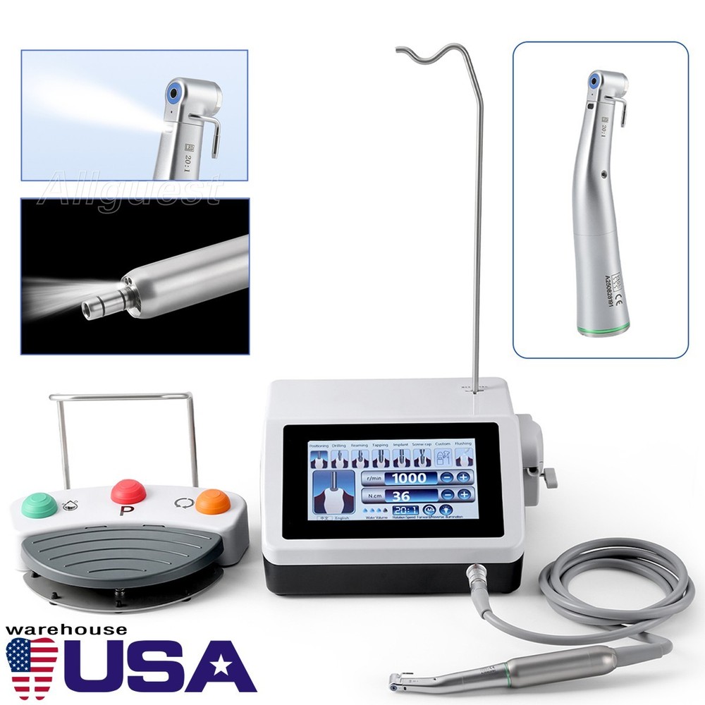 AZDENT Dental Surgical Implant Motor System Touch Screen 20:1 LED Contra Angle