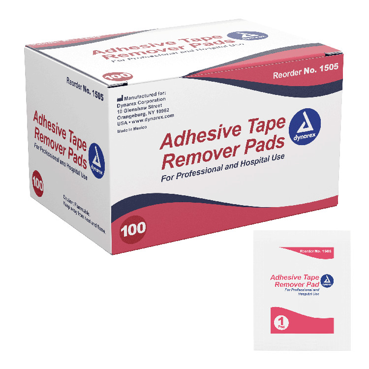 Dynarex Adhesive Tape Remover Pad, Box of 100 EXPIRED