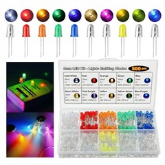 10 Colors 500 Pcs 5mm LED Lights Emitting Diodes Assored Kit Pack – Variety C…