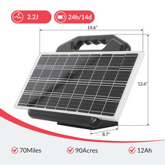 Portable 60 Miles Solar Electric Fence Charger for Livestock Horses Cattle Sheep