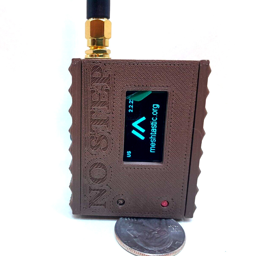 Meshtastic Heltec V3 node case Holds 2000mah batt holds 3D printed BROWN