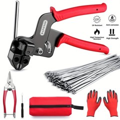 Cable Tie Tool Gun Kit Stainless Steel Zip Tie Cutter + 150 pcs Metal Zip Ties✅