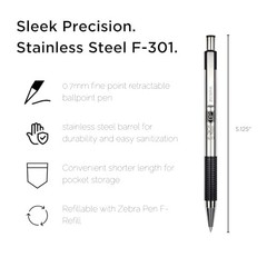 Zebra Pen F-301 Ballpoint Blue Ink Fine Point 0.7mm 1 Count (Pack of 2),