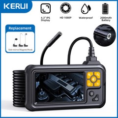 1080P HD Industrial Endoscope Borescope 4.3” Screen 8mm Inspection Snake Camera