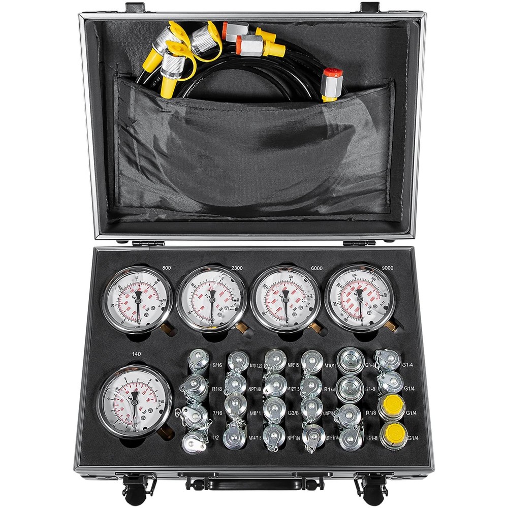 60P Hydraulic Kit 5 Gauges 24 Fittings 3 Test Hoses