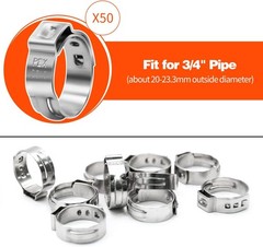50 Pcs XFITTING 3/4″ Stainless Steel Pex Cinch Clamps – Barb Crimp Compatible