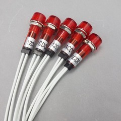 10Pcs 120V AC/DC 10mm RED Mini LED Pilot Lights CYLINDRICAL Cap with wire USKY3