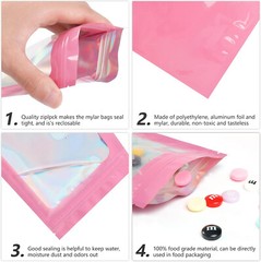 100 Holographic Mylar Foil Bags Smell Proof Resealable Zip Seal Pouches Gradient