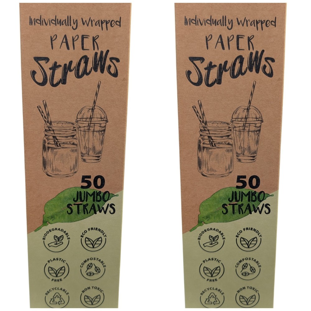New! Paper Straws Dark Green, Individually Wrapped 7.75″x0.216″ Ships Free