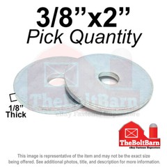 3/8″x2 Fender Washers 1/8″ Thick Low Carbon Steel Zinc (Pick Quantity)