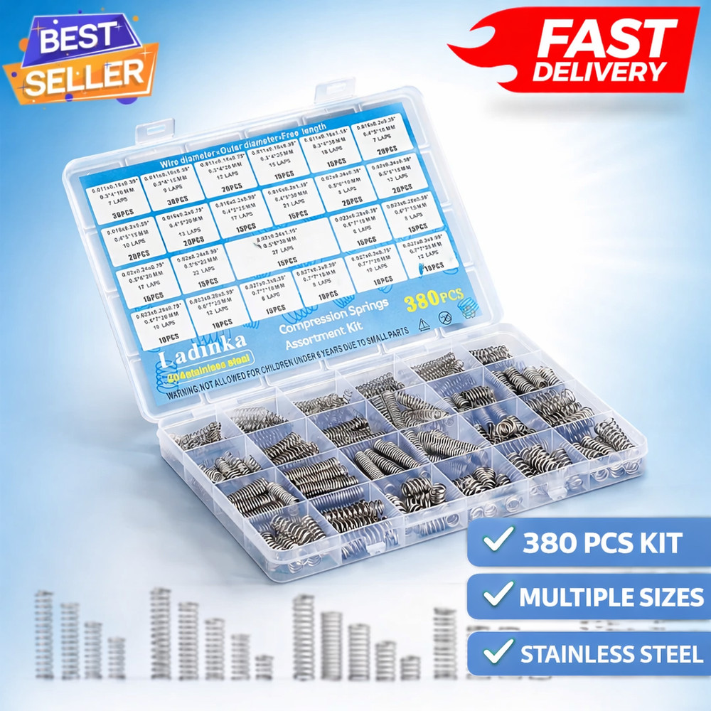 380PCS Stainless Steel Compression Springs Assortment Kit – Small & Tiny Springs