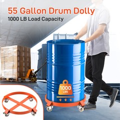 55 Gal Drum Dolly Heavy Duty Barrel Cart 1000/1250lbs with Swivel Casters Steel