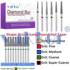 10/pk Vakker Dental FG Diamond Burs Round/ Long Round End Taper 850 855 856 856L