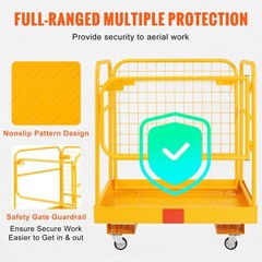 VEVOR 36″x36″ Forklift Safety Cage Work Platform 1200lbs w/Wheels for Aerial
