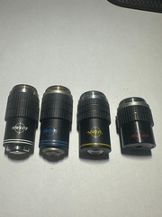 Lot of 4 Swift Microscope Objectives DIN 4 / DIN 10 / DIN 40 / HI DIN100