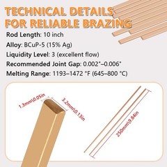 15% Silver Brazing Rods BCuP-5 10 Pcs for HVAC & Industrial Applications