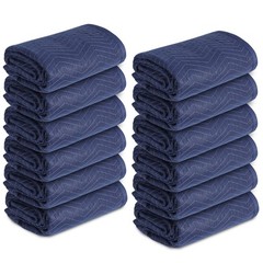 12 Pack Moving Blankets 72″x80″ Heavy Duty Packing Blankets Furniture Dark Blue