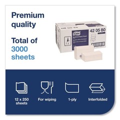 Tork 420580 Premium 9 x 9.5 1-Ply Multifold Towel – White (12/Carton) New