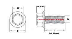 M12-1.75×30 Hex Head Flange Bolts 12mm x 30mm Grade 10.9 Screws M12x1.75 x 30