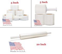 Made In USA Stretch Wrap Plastic Shrink Film Clear, Choose: Size, Gauge & Rolls