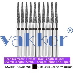 10/pk Vakker Dental FG Diamond Burs Round/ Long Round End Taper 850 855 856 856L