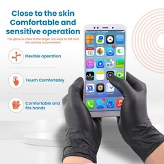 6 Mil Black Disposable Medical Exam Nitrile Gloves -Latex & Powder Free, 100 ct