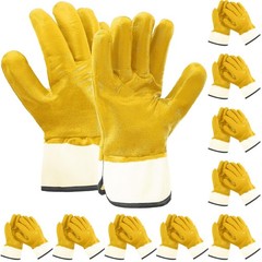 10 Pair Oil Resistant Gloves for Men, Nitrile Heavyweight Fully Coated Work G…