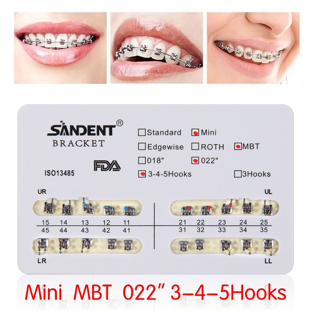 10-100 Dental Orthodontic Bracket Braces Mini/Standard MBT/Roth 022 Hooks 345