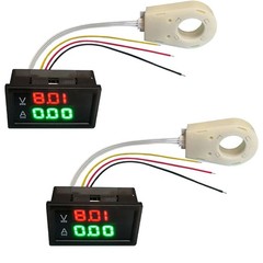 1/2x Hall Current Voltmeter Dual Digital Display DC 0-300V ± 50A/100A/200A/400A