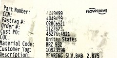 Flowserve Bearing Sleeve 4049499 NOS