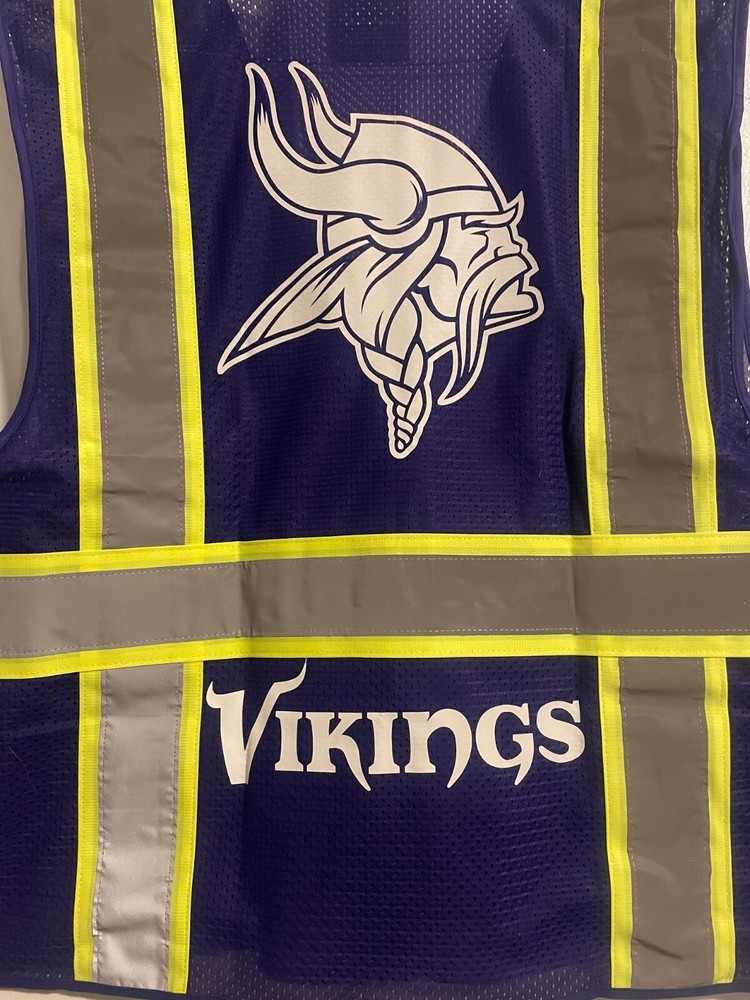 🏈🦺🏈🏈🦺MINNESOTA VIKINGS SAFETY PPE VEST W/SILVER REFLECTIVE LOGO M/L/XL/2XL