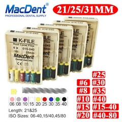 MacDent Limas de endodoncia manual dental K-Files acero inoxidable 21/25/31mm