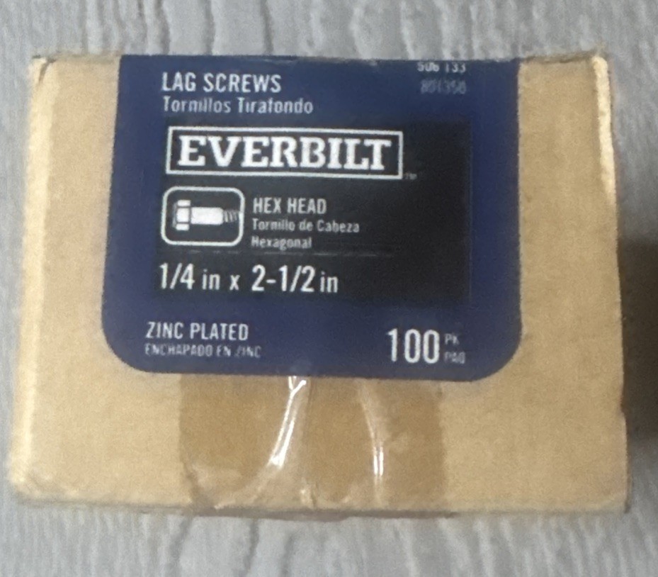 EVERBILT 1/4 in. x 2-1/2 in. Hex Zinc Plated Lag Bolts Screws (100-Pack) 506133