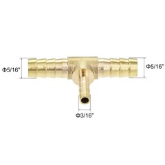 uxcell Reducing Barb Hose Fitting Tee T Shape 5/16″ x x 3/16″, Brass