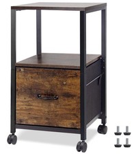 Rustic Look Printer Stand W/file Drawer New In Box *assembly Required *