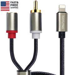 RCA Audio Cable, Ios Phone to 2 Male RCA Stereo Audio Y-Adapter for Iphone/Sound