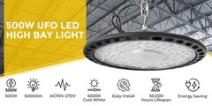12Pcs 500W UFO Led High Bay Light Shop Industrial Commercial Warehouse Gym Light