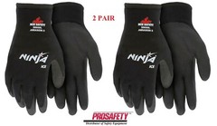 2- Ninja Ice Insulated Cold Weather Warm Winter Safety Palm Coated WORK GLOVES